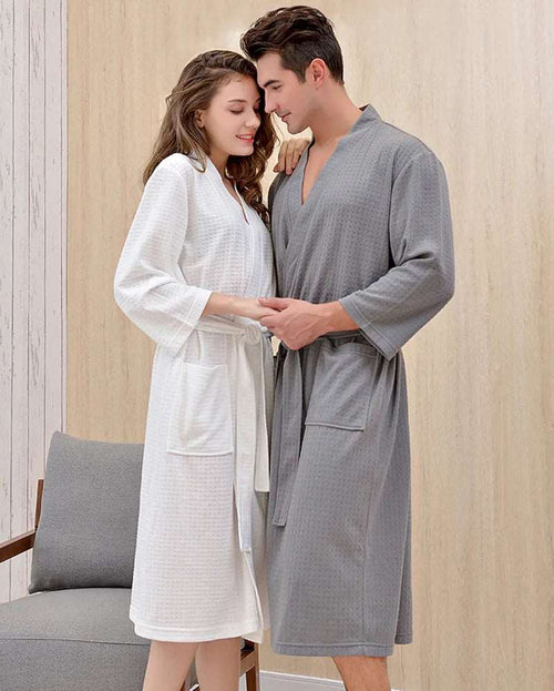 Unisex Couples Matching Mid-Sleeve Robe - ChoreGirl