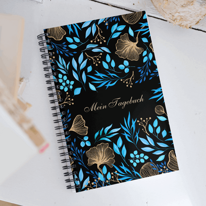 Blue Flower Garden Design Spiral Notebook, 140 pages - ChoreGirl