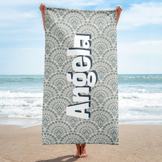 Custom Name Beach Towel with Abstract design | PERSONALIZED - ChoreGirl