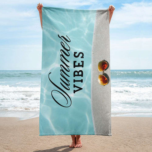 Custom Summer Vibes Print Beach Towel | PERSONALIZED - ChoreGirl