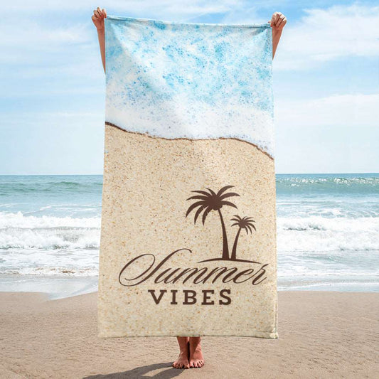 Custom Summer Vibes Print Beach Towel | PERSONALIZED - ChoreGirl