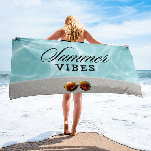 Custom Summer Vibes Print Beach Towel | PERSONALIZED - ChoreGirl