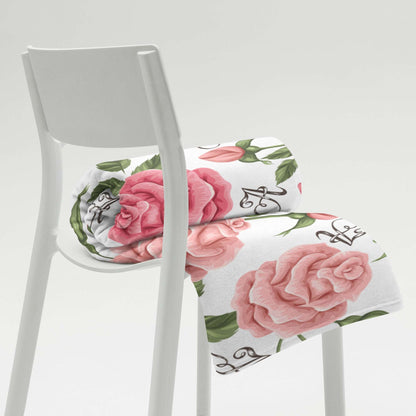 Custom Letter Romantic Rose Throw Blanket | PERSONALIZED - ChoreGirl