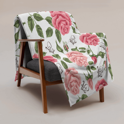 Custom Letter Romantic Rose Throw Blanket | PERSONALIZED - ChoreGirl