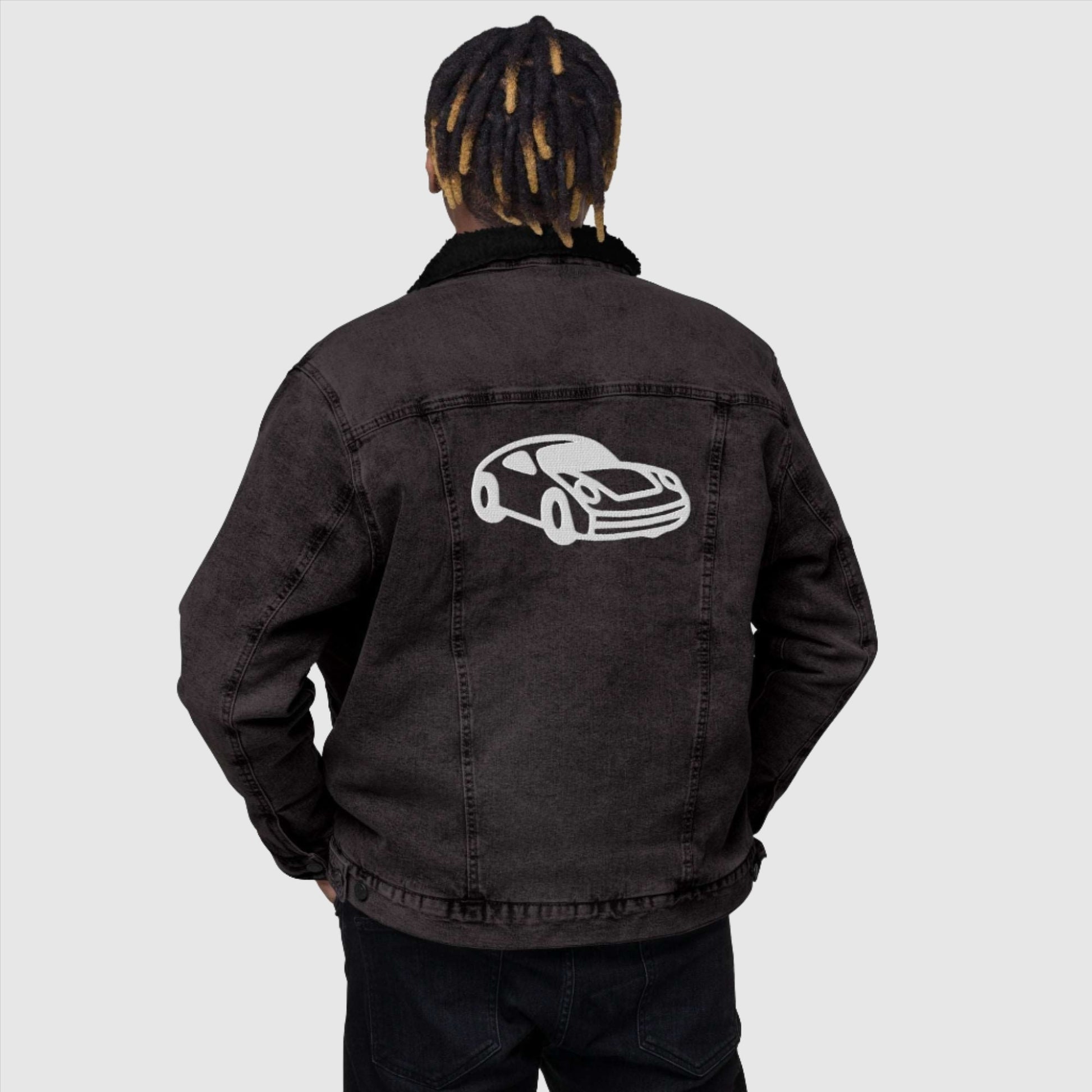 Unisex Custom Name and Icon Denim Sherpa Jacket | PERSONALIZED - ChoreGirl