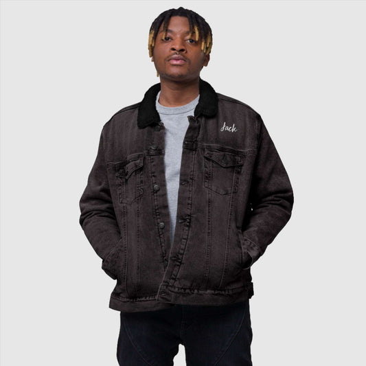 Unisex Custom Name and Icon Denim Sherpa Jacket | PERSONALIZED - ChoreGirl