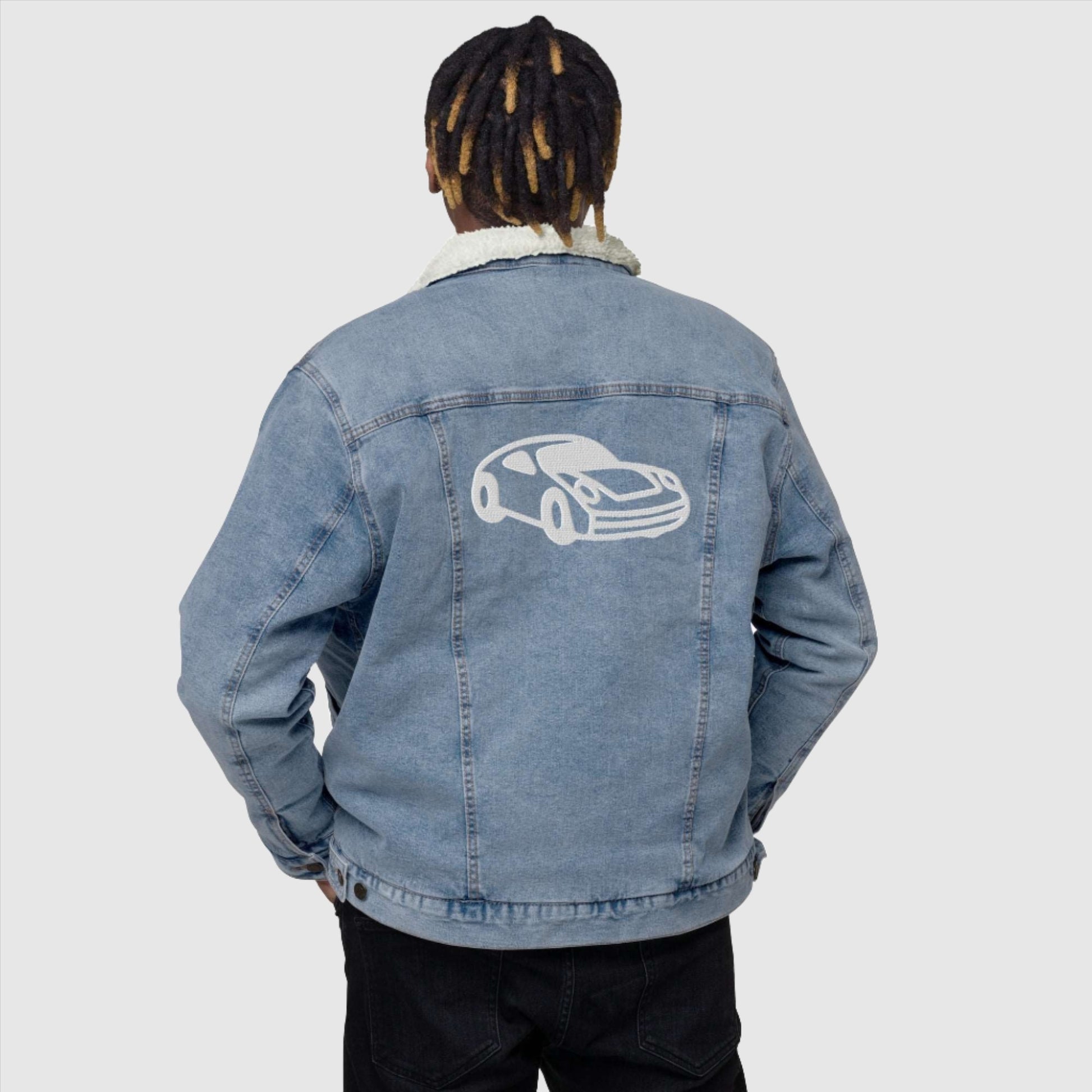 Unisex Custom Name and Icon Denim Sherpa Jacket | PERSONALIZED - ChoreGirl