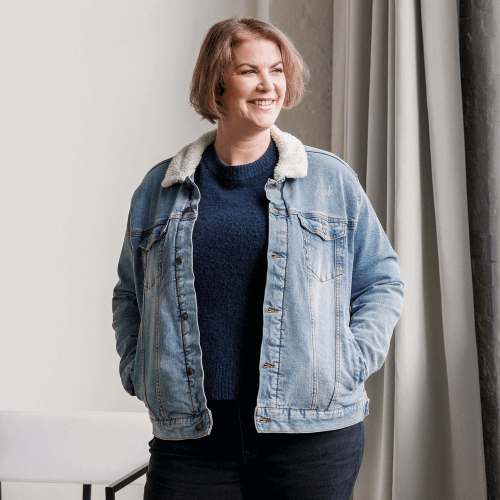 Unisex Custom Name and Icon Denim Sherpa Jacket | PERSONALIZED - ChoreGirl