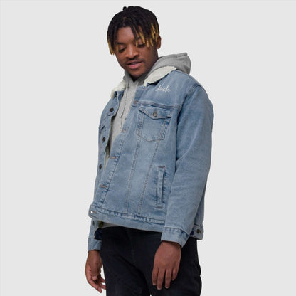 Unisex Custom Name and Icon Denim Sherpa Jacket | PERSONALIZED - ChoreGirl
